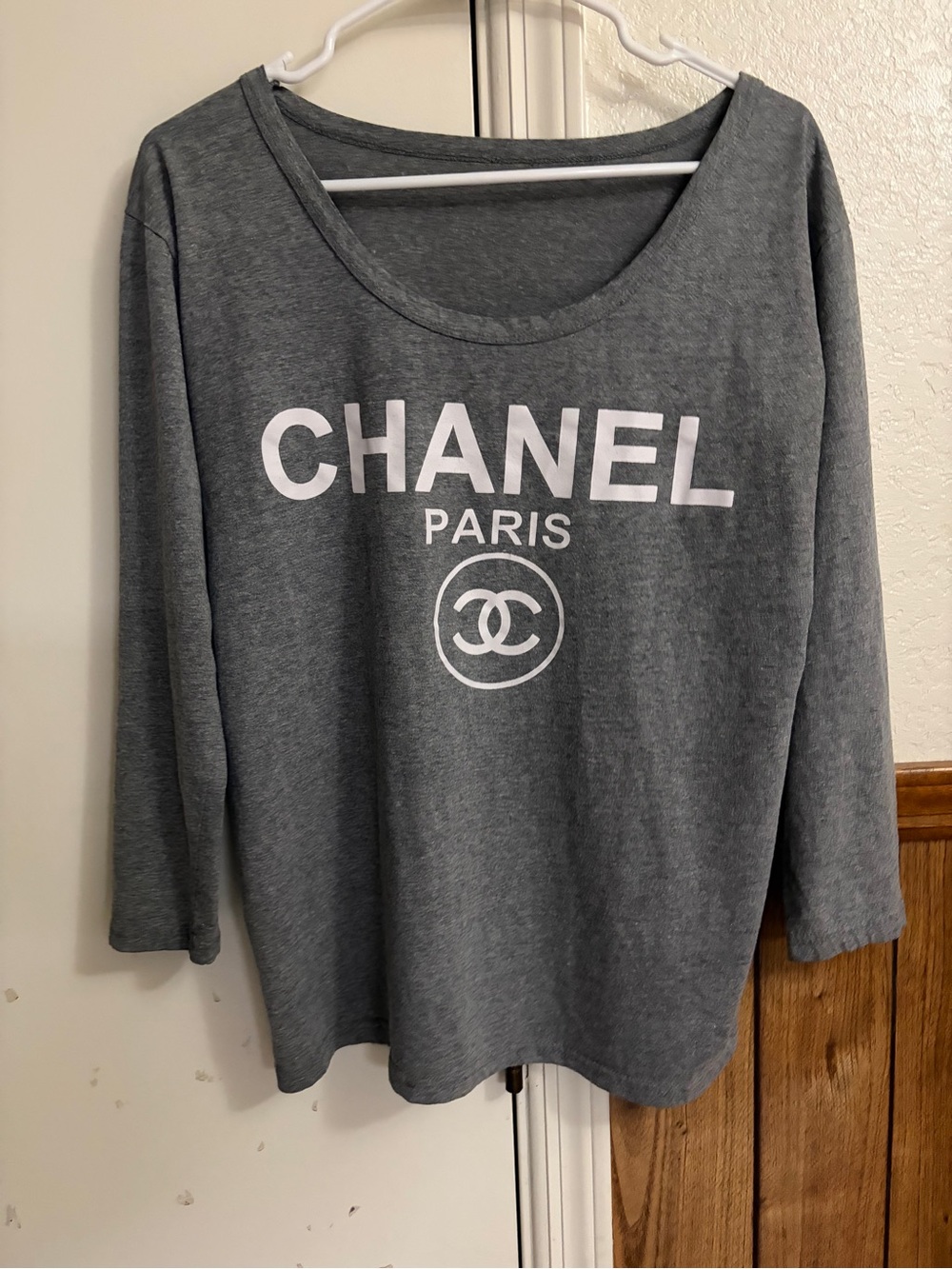 Women blouse Gray Logo Scoop-Neck Top